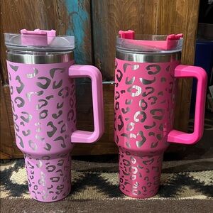 Pink/Purple and Hot Pink Leopard Print Tumblers